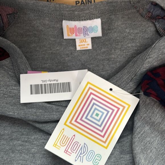 LuLaRoe Randy Gray and Red Raglan 3/4 Sleeve Tee Plus Size 3XL - Picture 4 of 5